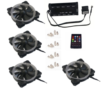 EUROCASE ventilátor RGB 120mm (Turbine blade, FullControl Led), set 4ks + controller