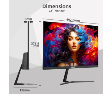 CHiQ 22" UltraSlim monitor 22F650 FHD, 100 Hz, Frameless, černý