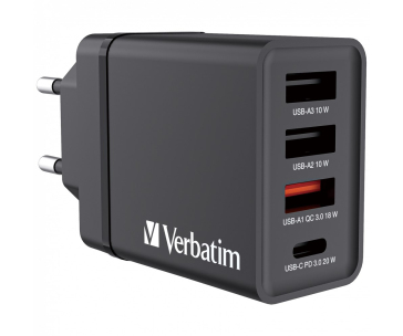 VERBATIM Univerzální adaptér CHR-30EU2, 30W, 1x USB-C, 3x USB černá