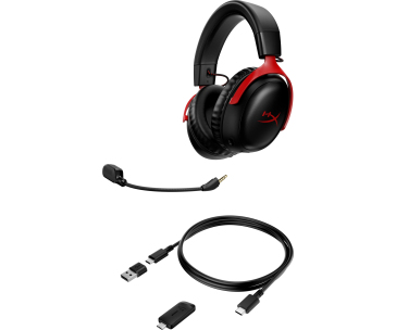 HyperX Cloud III Wireless BLK/RED GAM HEADSET - Sluchátka k PC