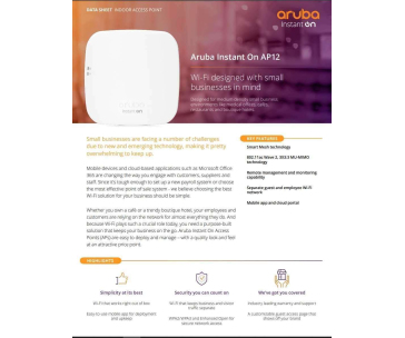 Aruba Instant On AP12 (RW) 3x3 11ac Wave2 Indoor Access Point (R2X01A)