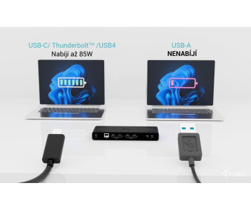 i-tec Universal Dual 4K Display Docking Station, Power Delivery 85W + i-tec USB-C Charger 100W