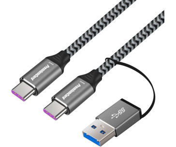 PremiumCord kabel USB-C (USB 3.2 GEN 2, 5A, 100W, 20Gbit/s) bavlněný oplet, 2m