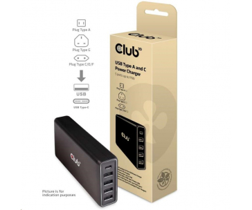 Club3D Nabíječka USB Typ A a C, 5 portů, 111 W