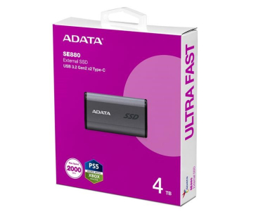 ADATA Externí SSD 4TB SE880, USB-C 3.2 Gen 2x2, R:2000/W:2000MB/s, šedá