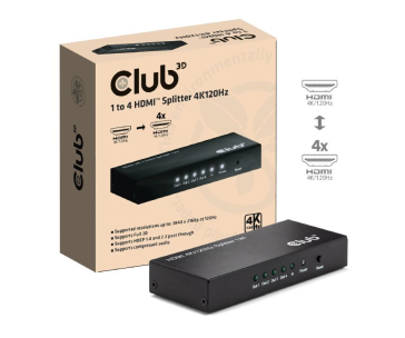 Club3D Video rozbočovač 1:4 HDMI 2.0 4K120Hz, 4 porty, černá