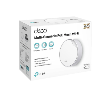 TP-Link Deco X50-PoE (1-pack) WiFi6 Mesh (AX3000,2,4GHz/5GHz,1x2,5GbELAN/WAN,1xGbELAN/WAN,1xPoE)