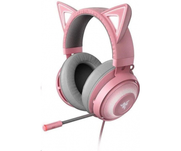 RAZER sluchátka Kraken Kitty, USB Headset, Chroma, Quartz / růžová