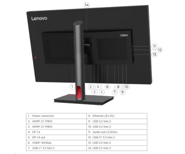 LENOVO LCD P32pz-30 - 31.5",IPS,matný,16:9,3840x2160,650cd,4ms/6ms,1000:1,USB-C,RJ-45,HDMI,,DP,VESA,Pivot