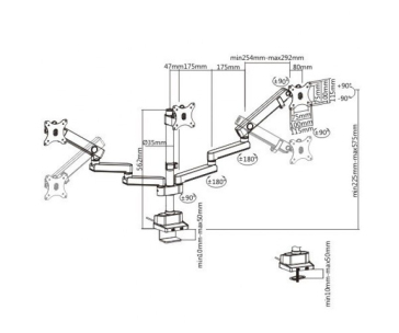 Profi stolní držák na 3 monitory Fiber Mounts M8C11