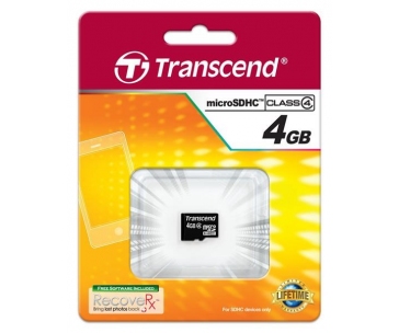 TRANSCEND MicroSDHC karta 4GB Class 4, bez adaptéru