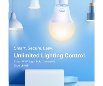 TP-Link Tapo L510E chytrá WiFi stmívatelná LED žárovka (bílá,2700K,806lm,2,4GHz,E27)