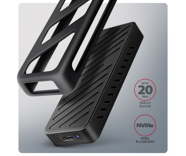 AXAGON EEM2-20G, USB-C 20Gbps - M.2 NVMe SSD kovový ARMORED box