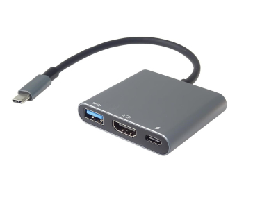 PremiumCord Adaptér USB-C na HDMI + USB3.0 + PD, rozlišení 4K a FULL HD 1080p