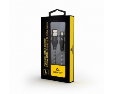 GEMBIRD Kabel USB 2.0 AM na MicroUSB (AM/BM), 1m, opletený, černo-bílý, blister, PREMIUM QUALITY