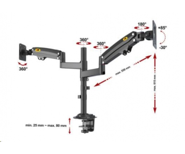 Kancelářský držák 2 monitorů Fiber Mounts H180B