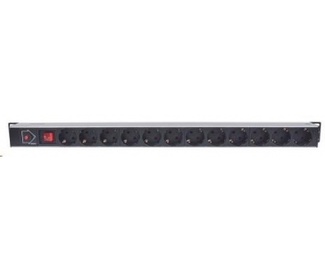 Intellinet Vertical Rackmount 12-Way Power Strip - German Type, rozvodný panel, 12x DE zásuvka, 1.6m kabel