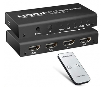 PREMIUMCORD HDMI switch 2:2 , 3D, 1080p s dálkovým ovladačem