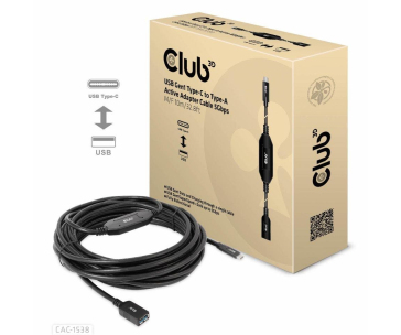 BAZAR - Club3D Kabel USB-C na USB-A, Aktivní adaptér/kabel, 5 Gbps (M/F), 10m - Rozbaleno (Komplet)