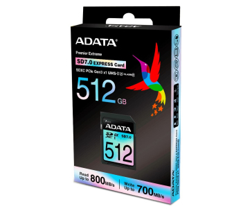 ADATA SDXC karta 512GB Express, PCIe Gen3, UHS-I, C10, V30, (R:800/W:700 MB/s)