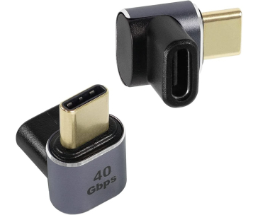 PremiumCord Adaptér USB-C na USB-C, USB 4.0, zahnutý 90°