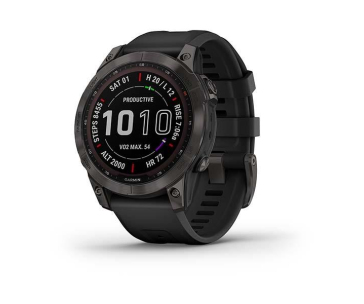 Garmin fenix 7 Sapphire Solar, Titan Black/ Black Silicone Band, EU