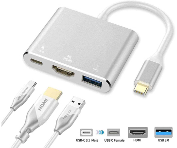 PremiumCord Adaptér USB-C na HDMI + USB3.0 + PD, rozlišení 4K a FULL HD 1080p