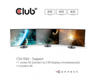 Club3D Dokovací stanice USB 3.2 typ C (5xUSB/USB-C/3xHDMI/2xDP/Ethernet/Audio) s Universal Triple 4K napájecím adaptérem