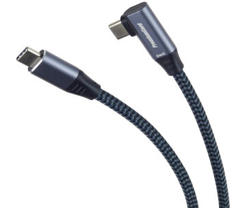 PREMIUMCORD USB-C zahnutý kabel (USB 3.2 Gen2x2, 5A, 100W, 20Gbit/s) 3m, Šedá