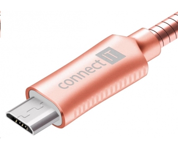 CONNECT IT Wirez Steel Knight Micro USB - USB, metallic rose-gold, 1 m