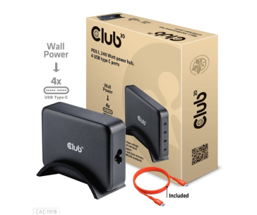 Club3D cestovní nabíječka 240W GaN technologie, 4xUSB-C, PPS + PD 3.1 Support