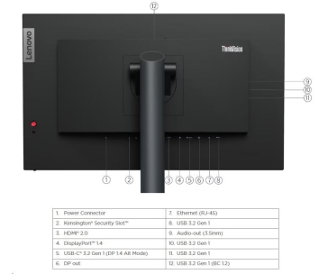 LENOVO LCD P24h-30 - 23.8",IPS,matný,16:9,2560x1440,300cd,4ms/6ms,1000:1,USB-C,HDMI,RJ45,DP,VESA,Pivot