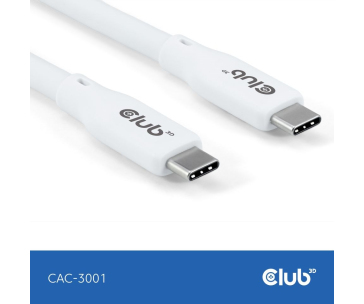 Club3D Kabel USB-C 4.0, 20Gbps, 4K60Hz, PD 240W, 2m, bílá