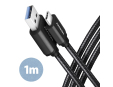 AXAGON BUCM3-AM10AB, SPEED kabel USB-C <-> USB-A, 1m, USB 3.2 Gen 1, 3A, ALU, oplet, černý