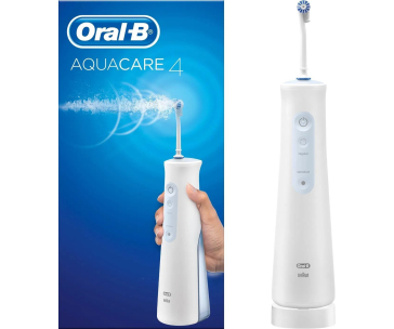 Oral-B Aquacare 4 ústní sprcha, 4 režimy, 2 intenzity, šetrná k rovnátkům, technologie Oxyjet, bezdrátový provoz