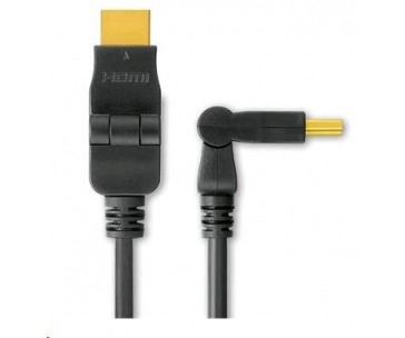 PREMIUMCORD Kabel HDMI 3m High Speed + Ethernet (v1.3), otočné zlacené konektory