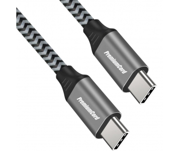 PREMIUMCORD Kabel USB-C M/M, 100W 20V/5A 480Mbps bavlněný oplet, 1m