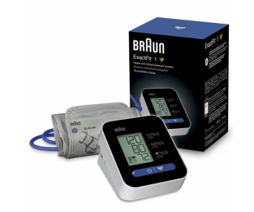 Braun Exactfit 1 BUA5000 pažní tlakoměr, velký LCD displej, univerzální manžeta, monitorování krevního tlaku