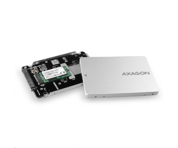 AXAGON RSS-M2SD, SATA - M.2 SATA SSD, interní 2.5" ALU box, stříbrný