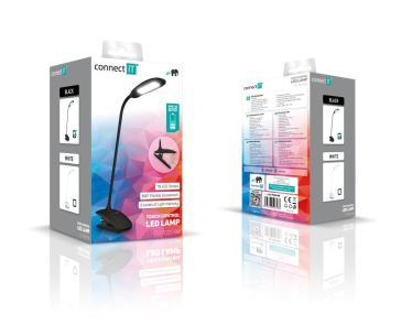 CONNECT IT Stolní LED lampa CLIP s klipem, černá