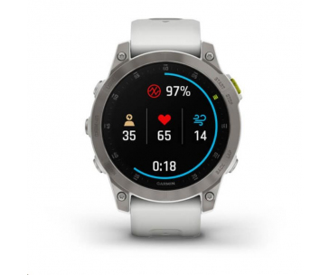 Garmin epix Sapphire, Titan/ White Silicone Band