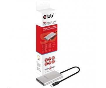 Club3D Adaptér Thunderbolt 3 na 2x HDMI 2.0 4K60Hz UHD