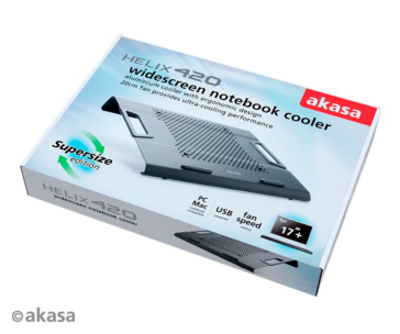 AKASA Chladící podložka Helix 420, pro notebooky do 17" + Widescreen, Černá