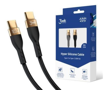 3mk datový kabel - Hyper Silicone Cable C to C 2m 100W, černá