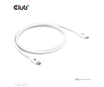 Club3D Kabel USB4 Typ-C, 80Gbps, Certifikovaný kabel, 4K540Hz, 8K240Hz, 16K60Hz, PD 240W, 1.2m, bílá