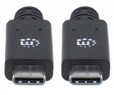 Manhattan USB-C kabel, USB 3.1 Gen 2, USB-C Male na USB-C Male, 10 Gbps, 5 A, 1m, černá