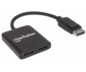 Manhattan rozbočovač, MST hub, DisplayPort na Dual DisplayPort (M/F), 4K@30Hz, černá