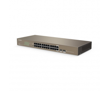 Tenda TEG1024F - 22-port Gigabit Ethernet Switch + 2x Combo SFP/RJ45, 10/100/1000 Mbps, Fanless, Rackmount, Kov