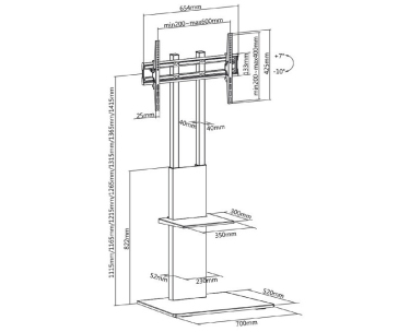 Podlahový stojan na Tv Fiber Mounts M8C65