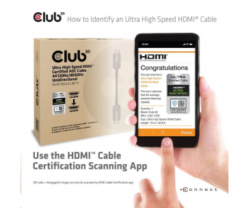 Club3D Kabel Ultra Rychlý HDMI™ Certifikovaný AOC Kabel 8K60Hz, 4K120Hz, 10m